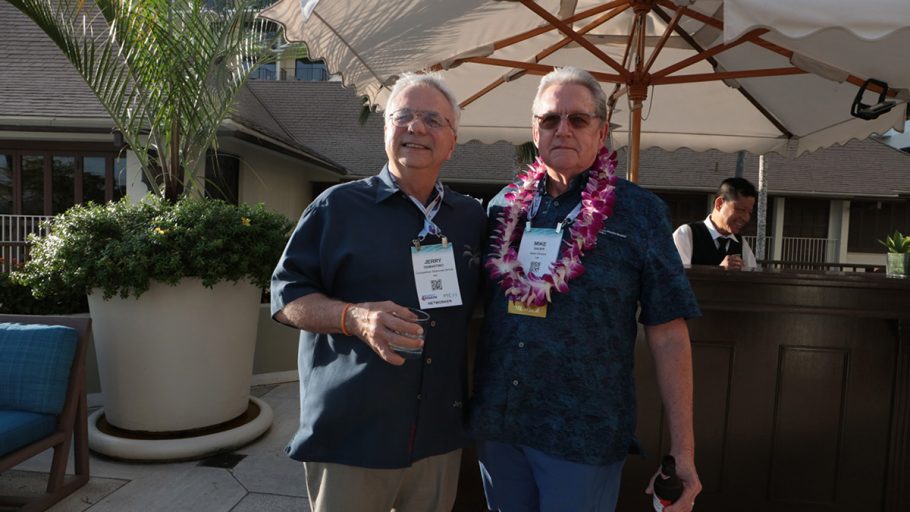 Jerry DeMartino and Mike Sauer taking in the evening sun