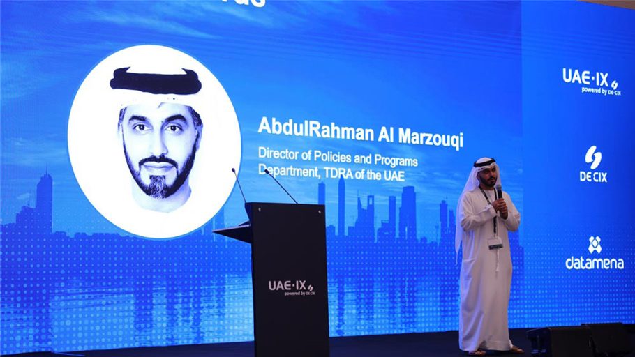 AbdulRahman Al Marzouqi from the Telecommunications and Digital Government Regulatory Authority, UAE, during his presentation