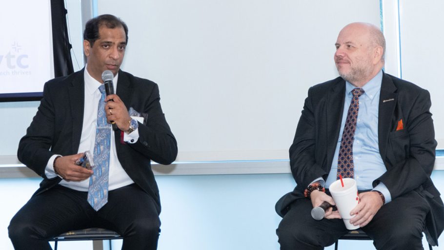 Vinay Nagpal and Buddy Rizer during the fireside chat