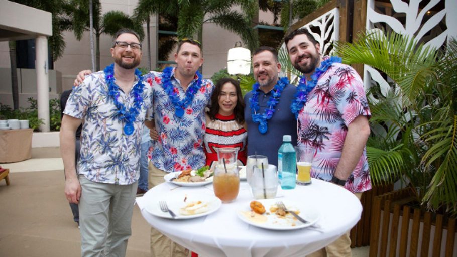 Guests enjoying the food and drinks